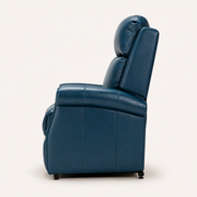 Side | Full side studio profile of the navy blue power lift recliner