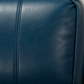 Material | Navy blue faux leather with piping and seam close-up