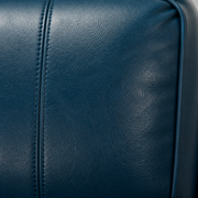 Material | Navy blue faux leather with piping and seam close-up