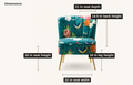 Dimensions | drawn seat 18 in high, 22 in wide, 21 in deep, back 14.5 in high, and legs 10 in high