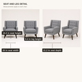 Seat dimensions | both gray armchairs shown with 19.2-inch seat height, 20-inch seat width, 21.2-inch seat depth, and 9.4-inch leg height