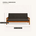 Dimensions | Upright futon shown with 80 inch overall width and 37 inch overall height callouts