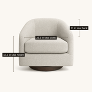 Seat dimensions | oatmeal chair shown with 17.3 inch seat height, 23.3 inch seat width, and 11 inch seat back