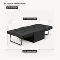 Dimensions | dimension diagram of the flat dark charcoal sleeper showing 71 inch length, 34 inch width, and 17 inch height