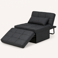 Studio | three-quarter studio view of the dark charcoal convertible chaise reclined with the ottoman cushion extended