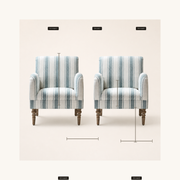 Dimensions | dimension detail diagram showing seat, arm, back and seat-height measurements for each chair