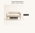 Seat dimensions | Beige loveseat showing 42-inch seat width and 18-inch seat height