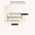Overall dimensions | Beige loveseat showing 51.2-inch width and 28.5-inch height