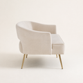 Studio side | Left-side profile of the beige velvet flared loveseat