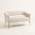 Studio angle | Front-right view of the beige velvet flared loveseat
