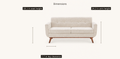 Dimensions | Seat height, arm height, and leg clearance for the loveseat