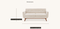 Dimensions | Overall width and height of the beige linen loveseat