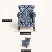 Dimensions | club chair measures 34.75 inches high, 29.25 inches wide, and 31 inches deep