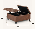 Dimensions | open storage cavity with drawn 33.6 inch width, 33.6 inch depth, and 9 inch height