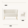 Dimensions | dimension diagram of the ivory loveseat showing 45-inch width, 31.3-inch height, and 29.4-inch depth