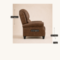 Dimensions | drawn recliner detail dimensions: 25 inch back height, 21.3 inch seat depth, 18.1 inch seat height, and 5 inch legs