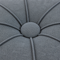 Hardware | extreme close-up of the fabric-covered center button and corded seams