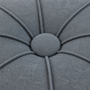 Hardware | extreme close-up of the fabric-covered center button and corded seams