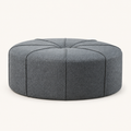 Front | front studio view of the slate gray-blue eight-panel corded ottoman