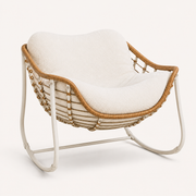 Studio three-quarter | rocking chair showing basket depth, rope lacing, and curved runners