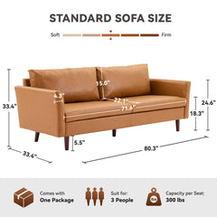 Angle | Three-quarter view of the Tessmar Svetac Flared Arm Faux Leather Sofa