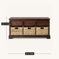 Dimensions | front view of dark cherry storage bench with 42 inch width and 19.7 inch height callouts