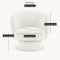 Dimension detail | cream white boucle chair annotated with 16.5 inch seat height, 20.5 inch seat width and 7.8 inch back rise
