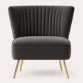 Texture | Close view of grey velvet nap and the piped seat seam