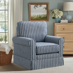 Angle | Three-quarter view of the Tessmar Vikarbyrgi Striped Swivel Chair Set