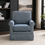 Tessmar Vikarbyrgi Striped Swivel Chair in a restyled supplier room | Pipeline B room-shell edit 6