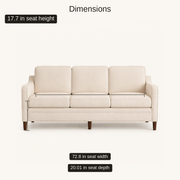 Size details | beige sofa showing seat height, width, and depth