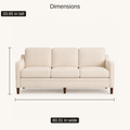 Dimensions | beige sofa showing 80.31-inch width and 33.85-inch height