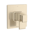 Hero | complete Satin Nickel shower trim with stepped wall plate and two rectangular control levers