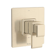 Hero | complete Satin Nickel shower trim with stepped wall plate and two rectangular control levers
