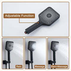 Thermostatic Shower System, 12 Inch, Wall Mount, 6 Body Jets, Matte Black