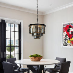 Three-Tier Crystal Chandelier with 6 Lights in Matte Black