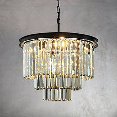 Three-Tier Crystal Chandelier with 6 Lights in Matte Black