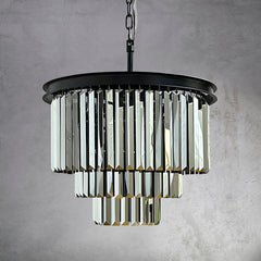 Three-Tier Crystal Chandelier with 6 Lights in Matte Black