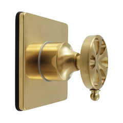 Three-Way Diverter Valve, Belknap, Single-Handle with Square Trim Kit in Brushed Brass
