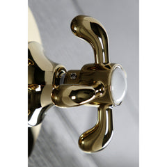 Three-Way Diverter Valve, French Country, Cross Handle in Polished Brass