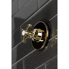 Three-Way Diverter Valve, French Country, Cross Handle in Polished Brass