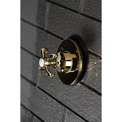 Three-Way Diverter Valve, French Country, Cross Handle in Polished Brass