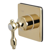Three-Way Diverter Valve, Tudor, Single Handle with Square Trim in Polished Brass