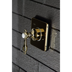 Three-Way Diverter Valve, Tudor, Single Handle with Square Trim in Polished Brass
