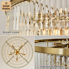 Tiered Chandelier, 15 Lights, Brass Metal Frame with Crystal Accents
