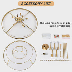 Tiered Chandelier, 15 Lights, Brass Metal Frame with Crystal Accents