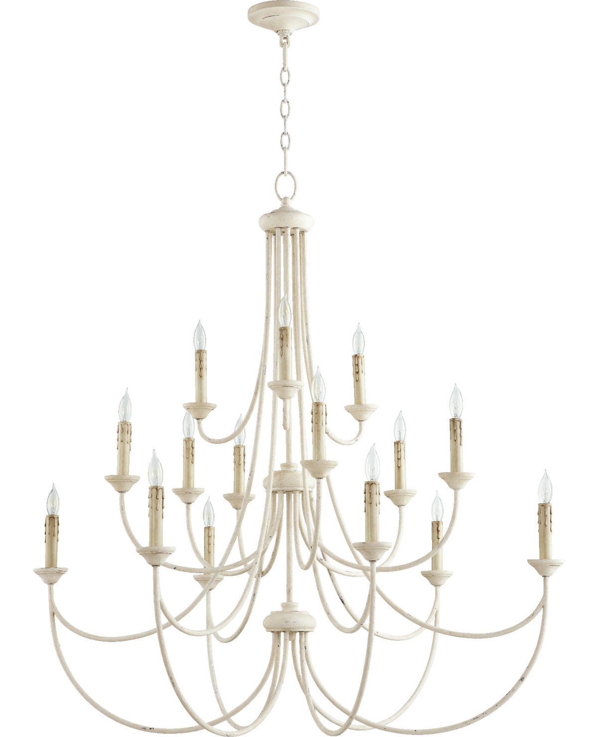 Tiered Chandelier, 15 Lights, Metal Fixture with Adjustable Chain