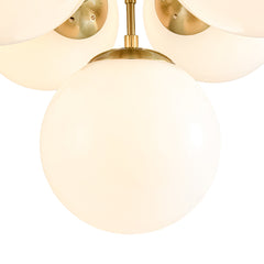 Tiered Chandelier, 7-Light, White Glass Globe Shades with Brass Finish