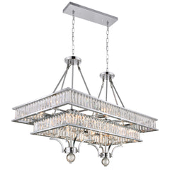 Tiered Chandelier with 16 Lights and Crystal Glass in Chrome