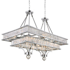 Tiered Chandelier with 16 Lights and Crystal Glass in Chrome